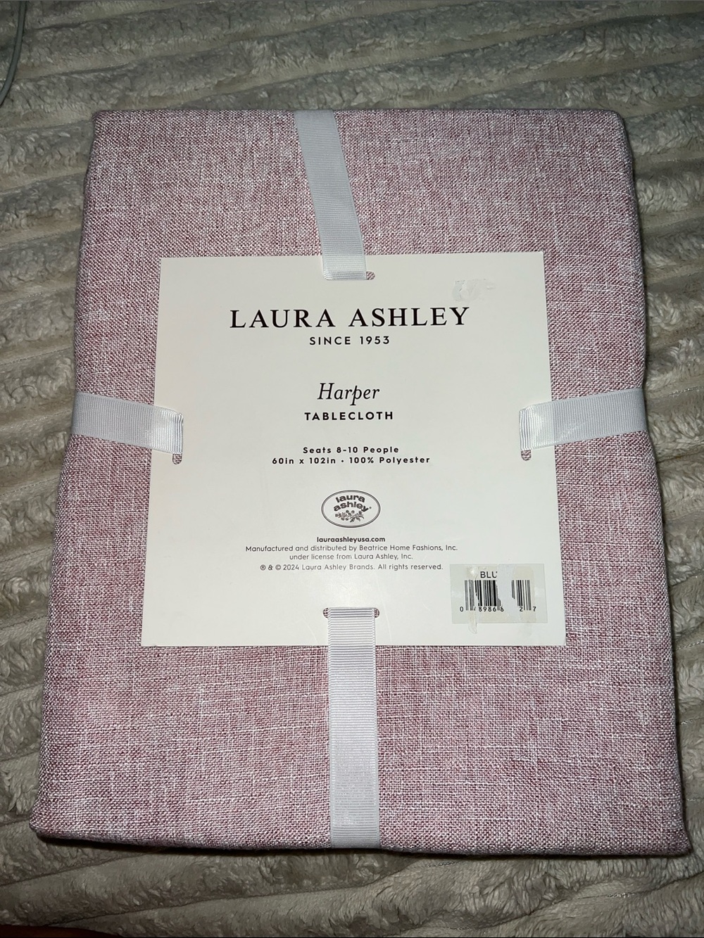 Laura Ashley Pink Heathered Harper Tablecloth